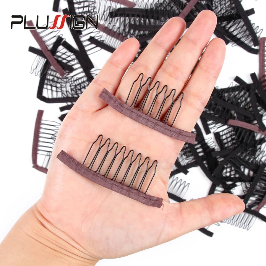 Stainless steel wig combs for wigs 12 pcs/lot Factory supply Hair extension clips Best wig clips Large 8 teeth
