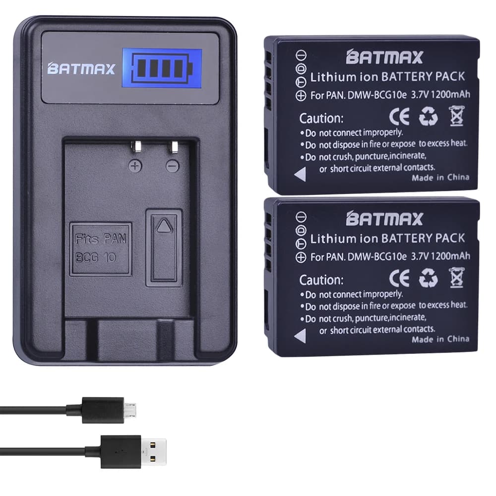 Battery Batmax DMW-BCG10 BCG10 BCG10E + LCD USB Charger for Panasonic Lumix DMC-3D1 DMC-TZ7 DMC-TZ8 DMC-TZ10 DMC-TZ18 DMCTZ19