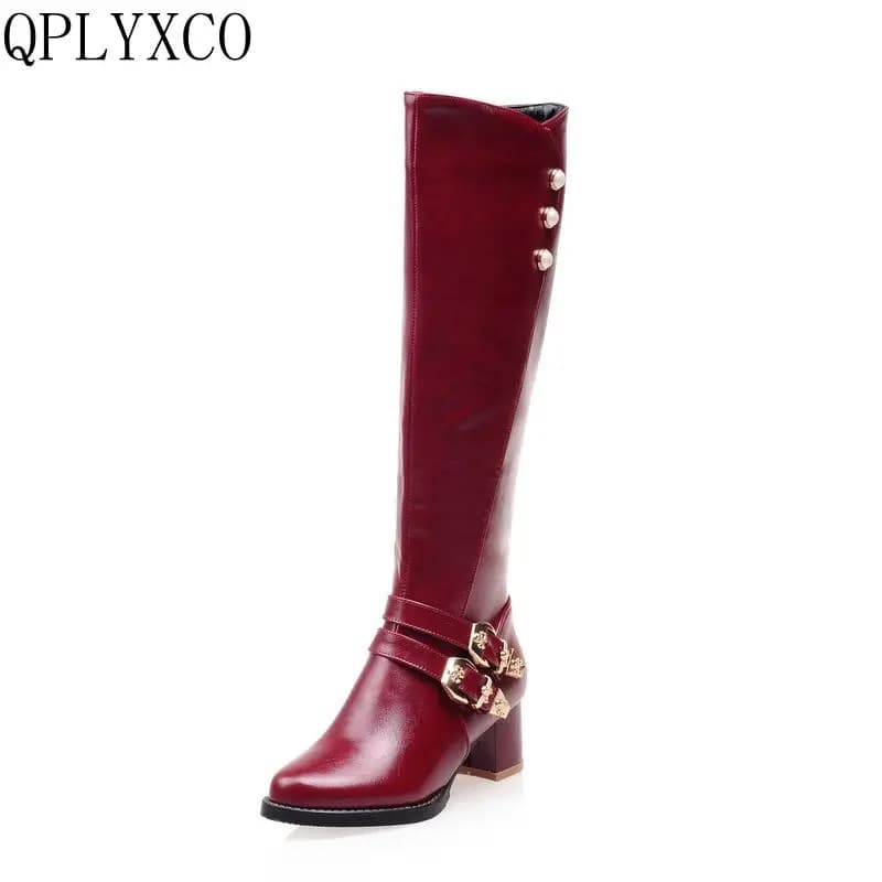 QPLYXCO 2018 fashion Super Small & Big Size 31-52 knee boots autumn winter hot heels high quality women L-1 shoes