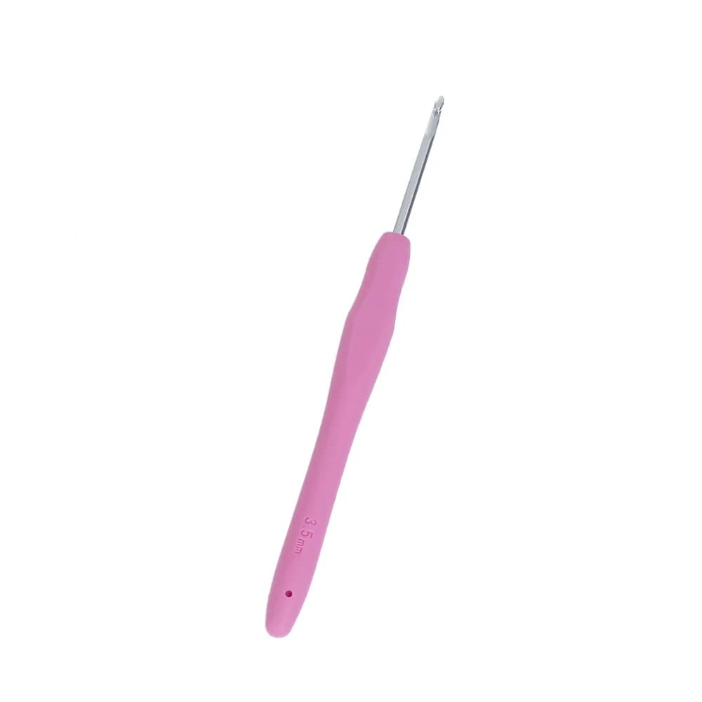 2 Uncinetti in Alluminio TPR da 3,5mm, Aghi per Cucito a Mano, Strumenti per Lavoro a Maglia e Tessitura, Colore Fucsia, Lunghezza 13,7cm (5 3/8\")