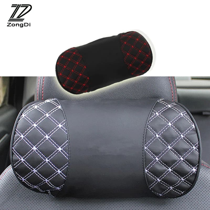 ZD Car headrest Leather Neck pillow For Opel astra h j g insignia Nissan qashqai juke Peugeot 307 206 Toyota corolla Accessories