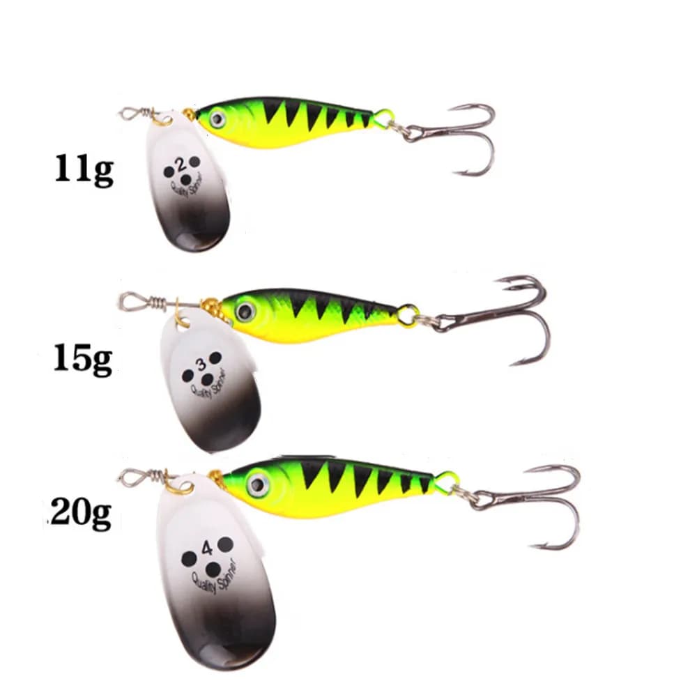 1 pz Spinner Rotante in Metallo per la Pesca 11g 15g 20g, Esche Artificiali Dure con Paillettes per Carpe, Persici e Lucci, Attrezzatura da Pesca