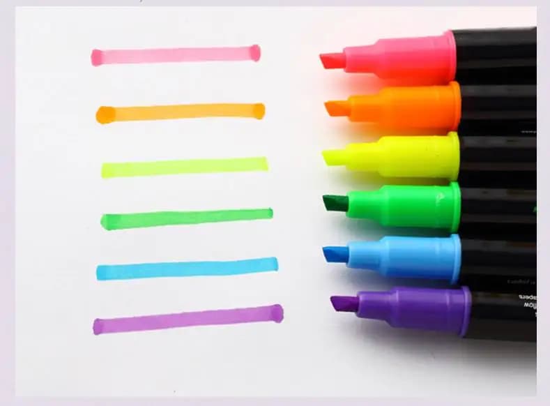 A base di acqua Studente del contrassegno di colore Striscia di marcatura doppia testa fluorescenza Multicolore penna Fluorescente