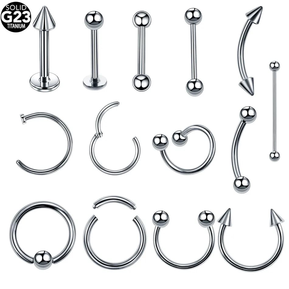 1Pc Titanio Moda Circolare Perline Anelli A Ferro di Cavallo Sopracciglio Lingua Naso Cerchio Piercing Labret Stud Anello Penetranti Dell'orecchio Gioielli Per Il Corpo