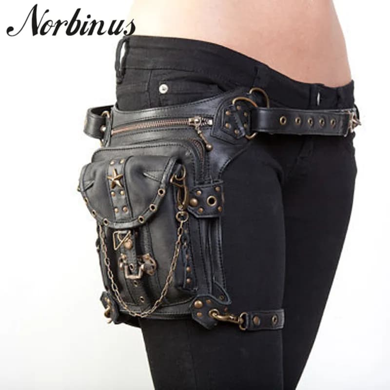 Borse da gamba in vita Steampunk Donna Uomo Borsa con fondina in stile vittoriano Borsa da moto con cintura per coscia Borse a tracolla a tracolla