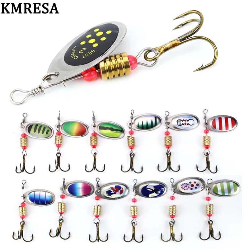 1 pz metallo paillettes 6cm 2.5g esca da pesca Spinner cucchiaio richiamo rotante metallo paillettes richiamo ganci Wobbler Crankbait affrontare