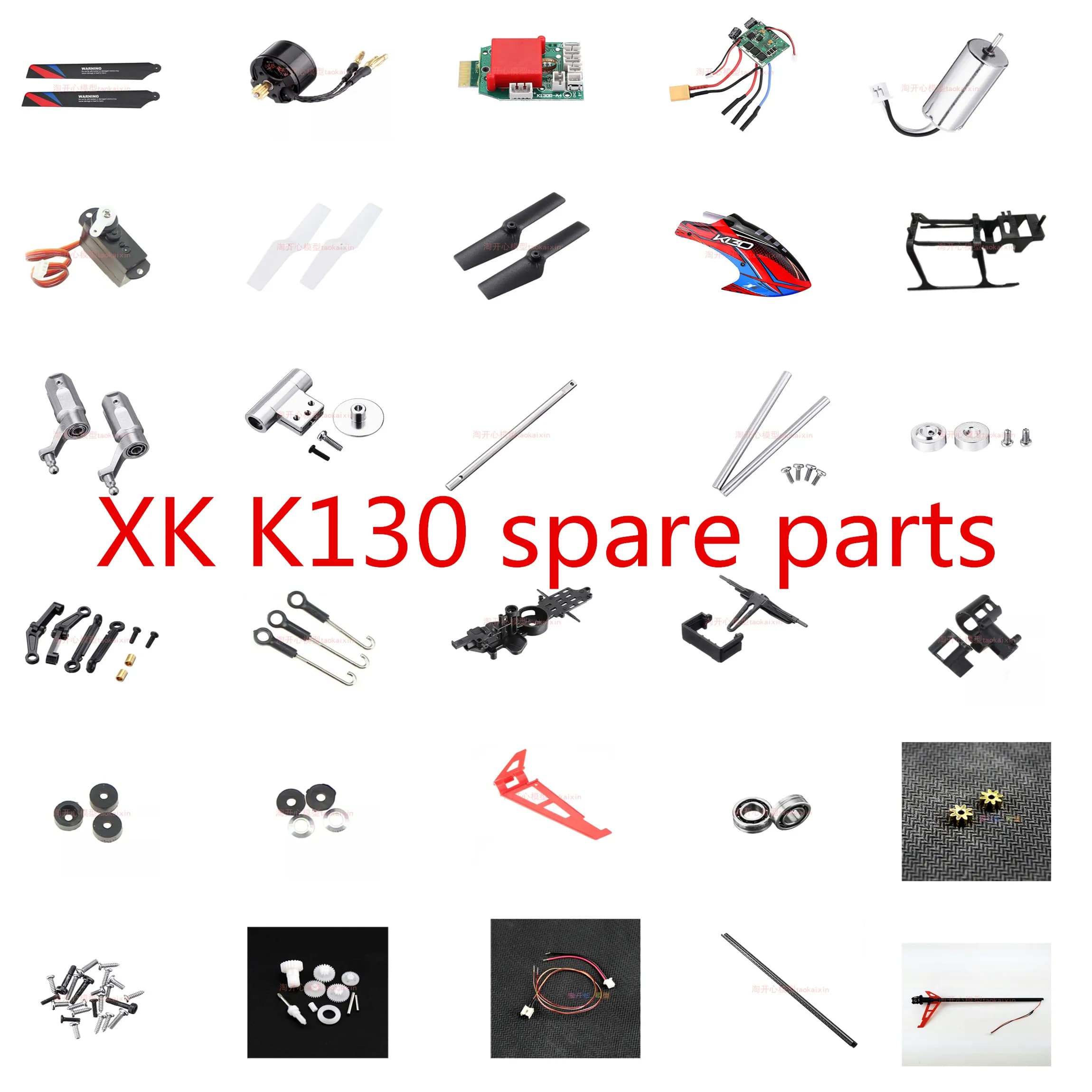 XK K130 2.4G RC Elicottero pezzi di ricambio elica del motore gear servo Rotore clip scheda principale ESC telaio charger Remote controller, ecc
