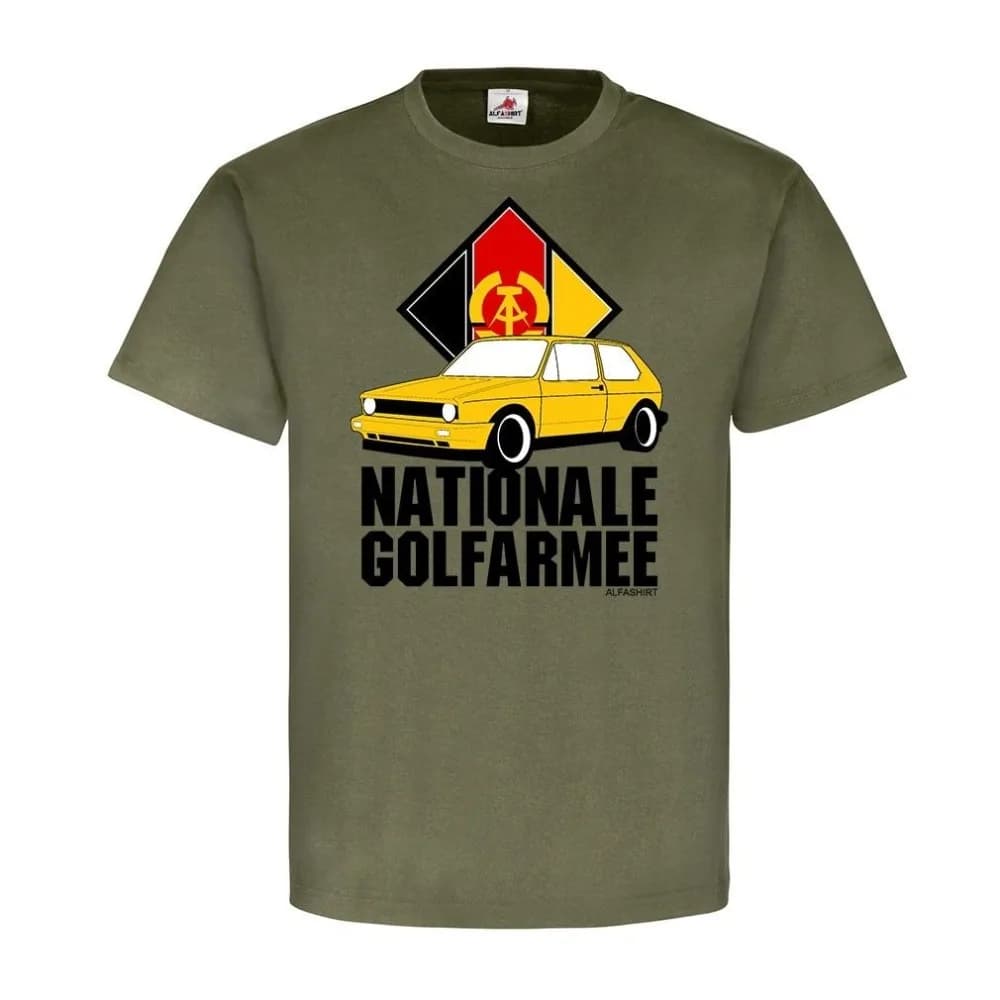 T-shirt manica corta uomo Nationale Golfarmee Golf 1 2 3 4 Auto Kfz Fan Club Volksarmee Nva Ddr t-shirt