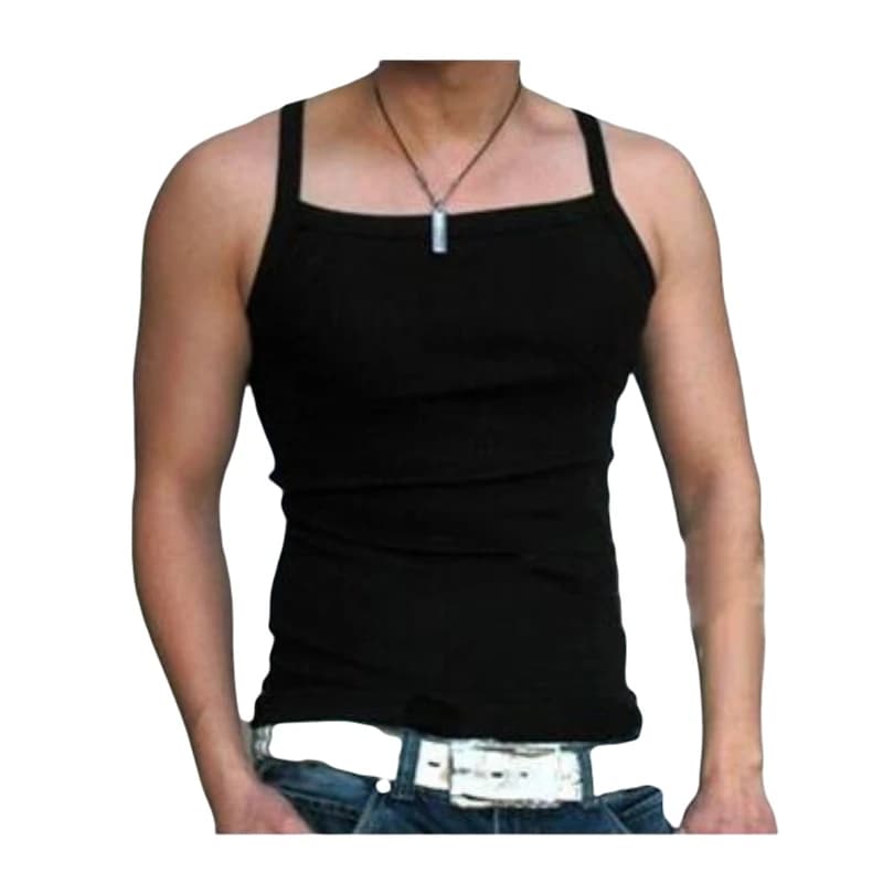 Abbigliamento da uomo sexy intimo da uomo fai da te cinturino per spaghetti maschile collo basso gilet attillato 100% cotone t-shirt abbigliamento estivo da uomo