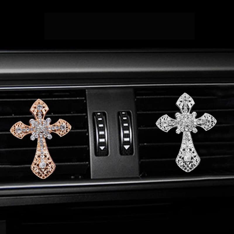 Intarsiato di diamanti croce stile di auto Aria condizionata profumo presa auto profumo auto accessori interni auto fragranza