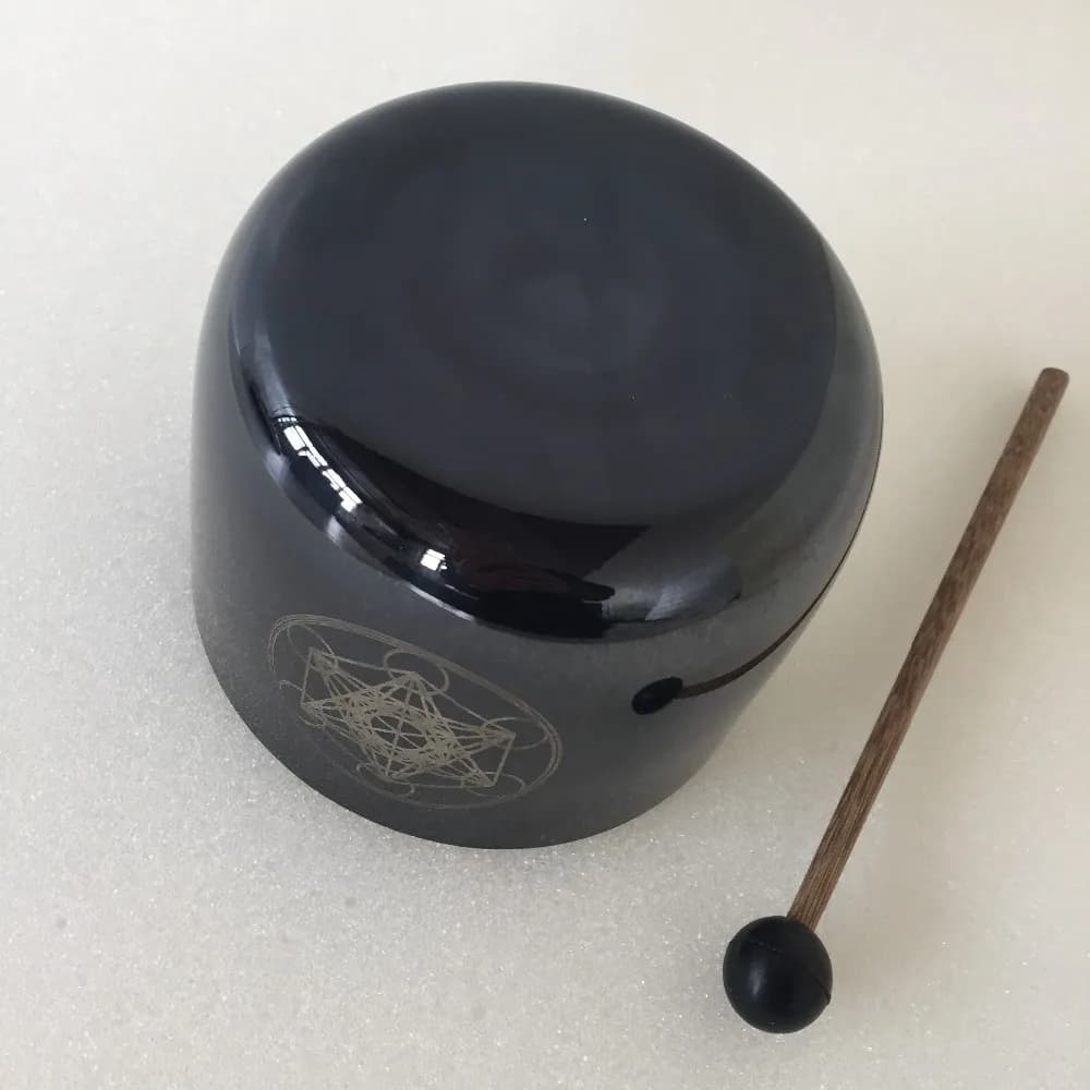 528HZ healing Frequency about 5 inch "Metatron cube " design Quartz Crystal Singing bowl for Sound Healing.