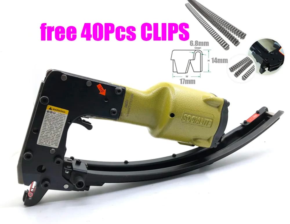 Jikong Aria Chiodatrice Pneumatica Sparachiodi Clinch Clip Pistole Primavera Materasso Divano Sparachiodi M66 Cucitrice AGGRAFFATURA Strumento Per La Gabbia di fissaggio