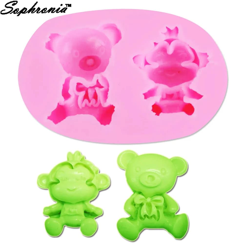 Sophronia Cute Bear & Monkey stampo per cioccolato in Silicone 3d Jelly Biscuit Ice gelatina zucchero Baking Cake Pop stampi pasticceria F1018