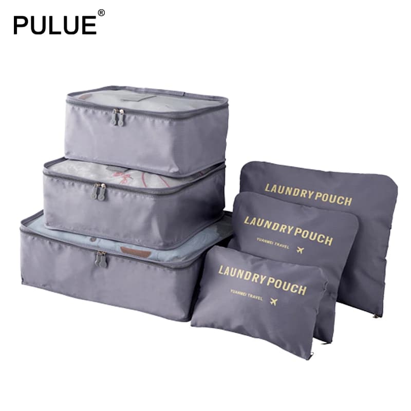6 Pz/set Borse Da Viaggio Degli Uomini Delle Donne di Oxford Impermeabile Dei Bagagli Organizzatore Sacchetto di Imballaggio di Viaggio Necessari Cubo di Scarpe Vestiti di Immagazzinaggio Del Sacchetto