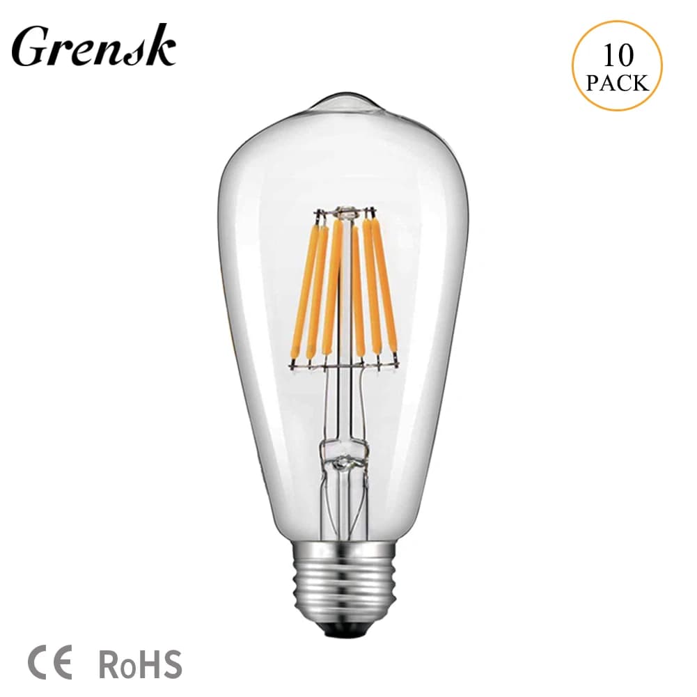 Lampadina a Led DC 12V 24V gr2kw ST58 E27 lampadine a Led luce diurna bianca 4500K bassa tensione 6W Edison lampada a Led in vetro trasparente bianco caldo 2700K