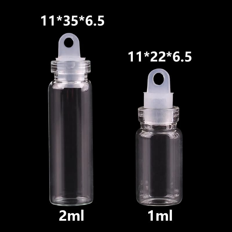 Lotti 300 pezzi 1ml 2ml Mini bottiglie di vetro con tappo di plastica bottiglie di spezie vasetti fai da te