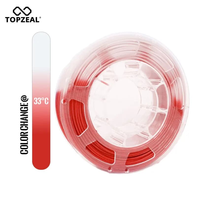 TOPZEAL 3D PLA Printer Color Temperature Change, Dimensional Accuracy +/-0.05, 1 KG Spool, 1.75mm, White Red