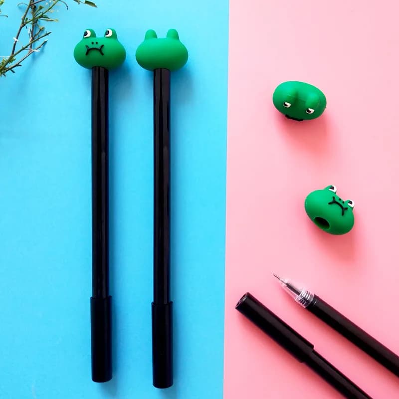1 pz creativo cartone animato rana penna neutra nero carino piccola penna stilografica fresca regalo per studenti