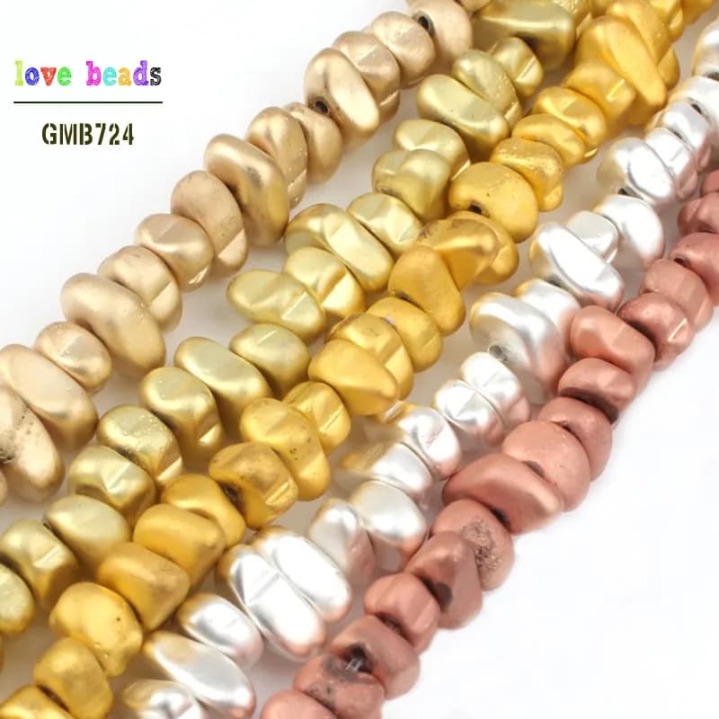 natural matte stone rose gold silver Color hematite Irregular beads beaded bracelet jewelry production 5-8 mm