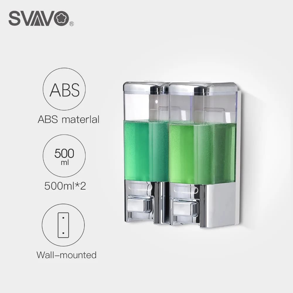 Dispenser di sapone liquido in plastica ABS per bagno dell'hotel con doppio Dispenser di sapone a parete da 500ml * 2