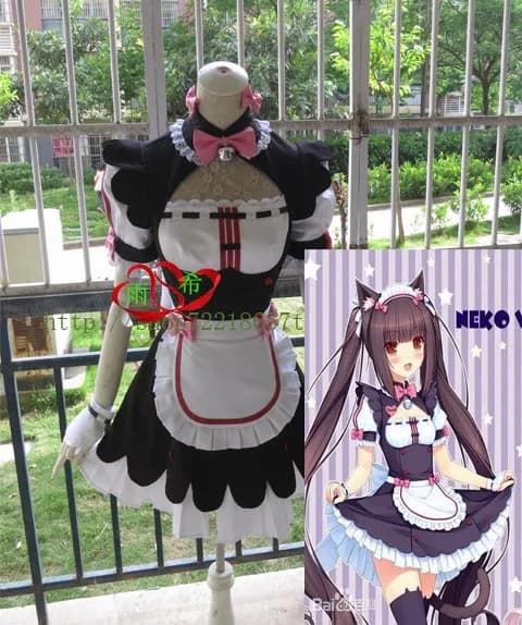 Costume cosplay da cameriera Nekopara Chocola con accessorio 7 colori possono scegliere per Halloween Natale