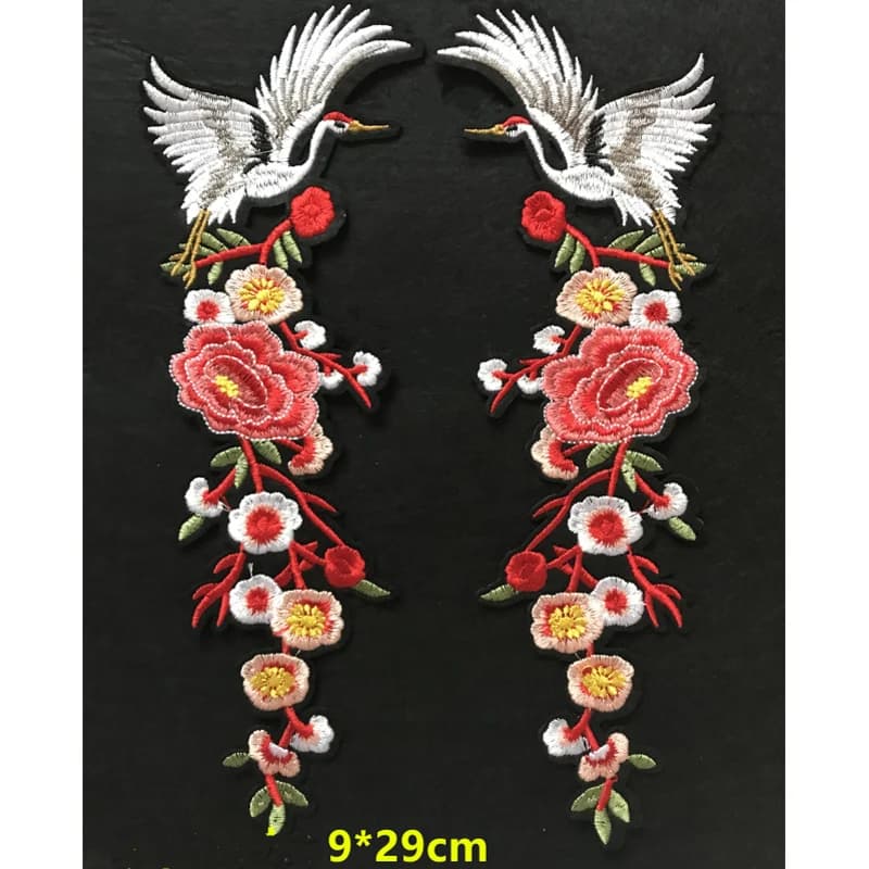 1 Paio di Toppe Ricamate con Rose e Uccelli, Applicazioni Termoadesive per Vestiti, Cappelli, Borse, Jeans, Accessori per Abbigliamento Fai-da-Te