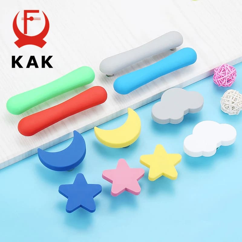 Manopole e maniglie per camerette per bambini KAK Moon Star maniglie per mobili per cartoni animati manopola per porta in nuvola in PVC maniglie per cassetti per bambini