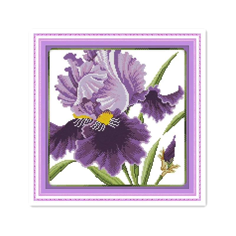 Joy Sunday Kit per Ricamo a Punto Croce con Piccoli Fiori Viola, Divertente Lavoro Artigianale, Pittura Decorativa