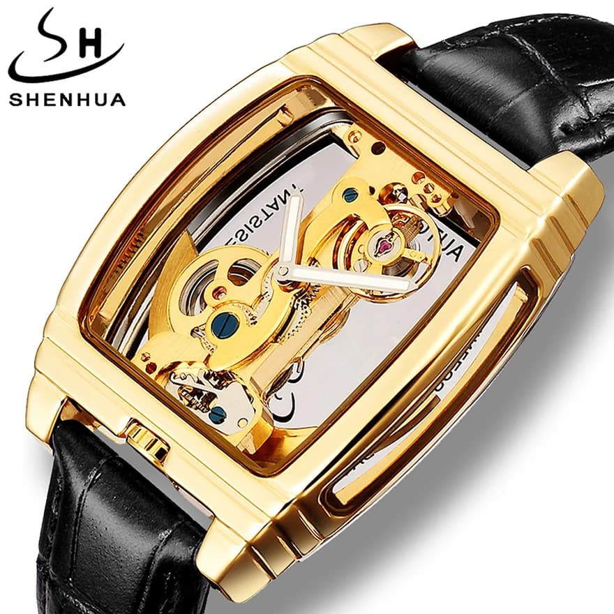 Orologio meccanico automatico trasparente da uomo Turbillon Steampunk scheletro di lusso in oro Toourbillon orologi maschili reloj montre homme