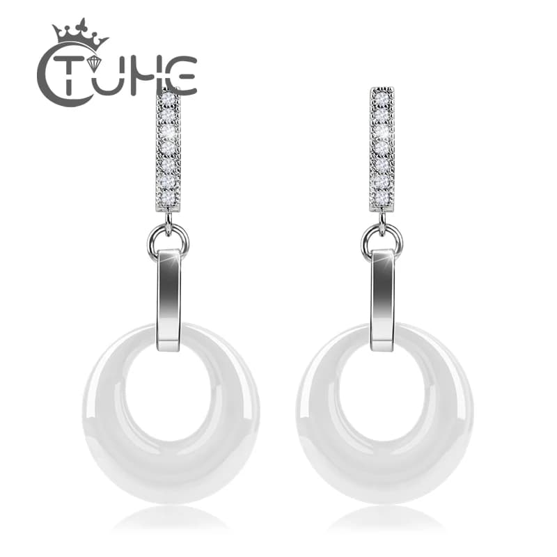 Set di orecchini femminili in stile semplice Set di orecchini a bottone in ceramica a cerchio vuoto bianco liscio orecchini a bottone gioielli Brinco regalo per feste