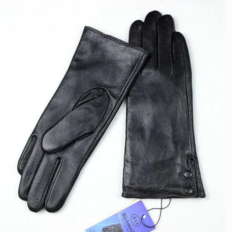 Guanti invernali in pelle calda moda donna stile bottone sottile lana autunno spessa fodera in velluto guanti da ciclismo all'aperto