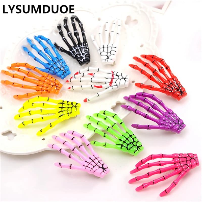 4Pcs/Lot Halloween Hairpin Gothic Punk Zombie Skeleton Hand Girls Clips Skull Accessories Barrette Hair Accessories for Women
