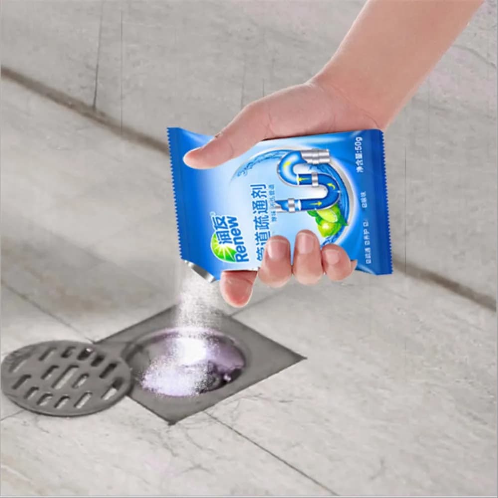 Potente detergente per scarichi, agente deodorante per la pulizia di tubi, condotte dell'acqua, fognature, WC e lavelli.