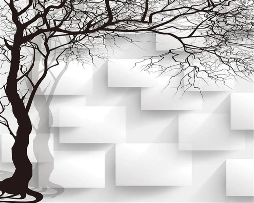 Carta da parati personalizzata, murales da parete dipinti a mano in bianco e nero, albero astratto 3D, sfondo per TV e divano, carta da parati 3D Beibehang