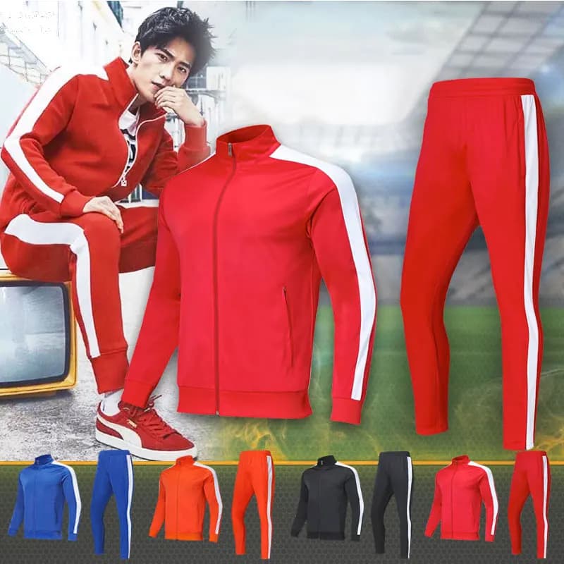 Tuta Sportiva Arancione con Zip Completa per Adulti e Ragazzi, Abbigliamento Sportivo da Calcio e Jogging per Uomo