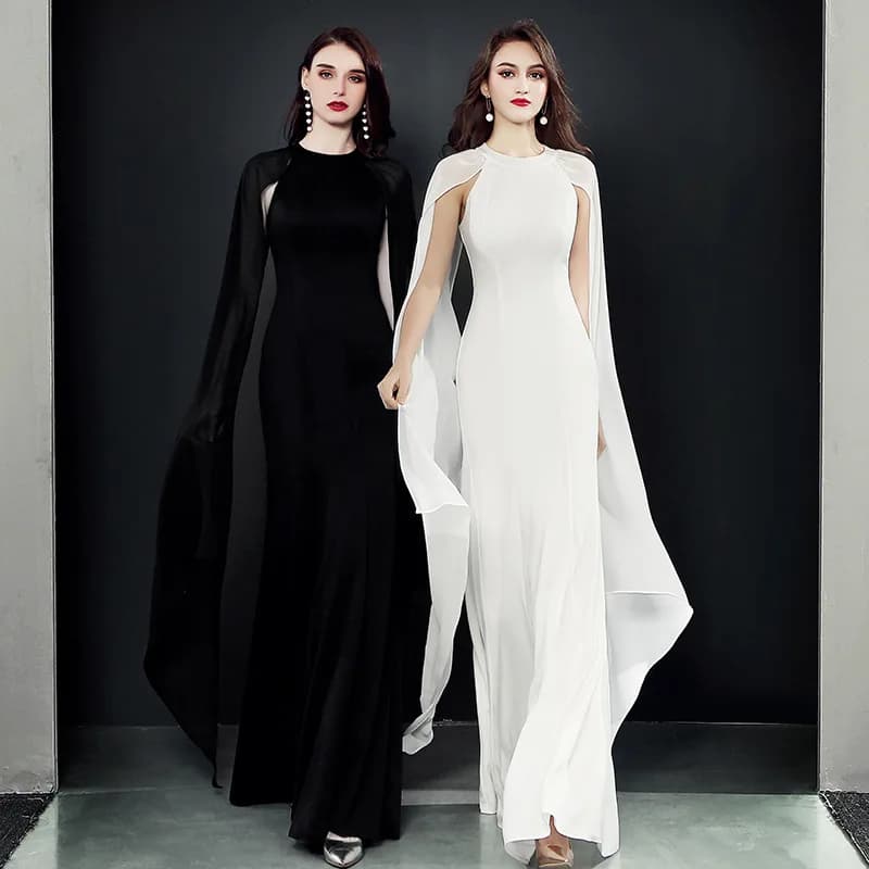 Black Slim Cheongsam Sexy Long Qipao Evening Dress Party Dresses Robe Orientale Chinese Traditional Women Chino Tradicional