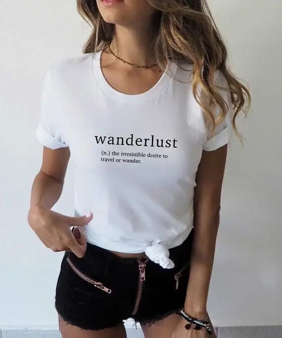 Sugarbaby Wanderlust Definition Tumblr T shirt Women's Graphic Tee Slogan Tee Aesthetic Clothing High quality Girls Summer Tops