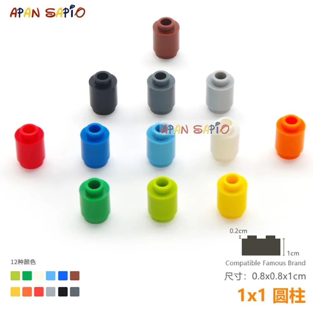 50 pz/lotto Blocchi FAI DA TE Mattoni da Costruzione Cilindrici Educativi Assemblaggio Costruzione di Giocattoli per I Bambini Formato Compatibile di Marca