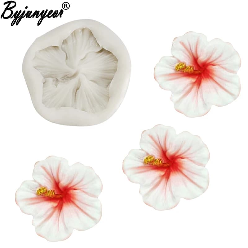Stampo in silicone resina epossidica UV ibisco strumenti per decorare torte fondente cioccolato Gumpaste fiore di rosa zucchero stampo per argilla ghiacciata M2353