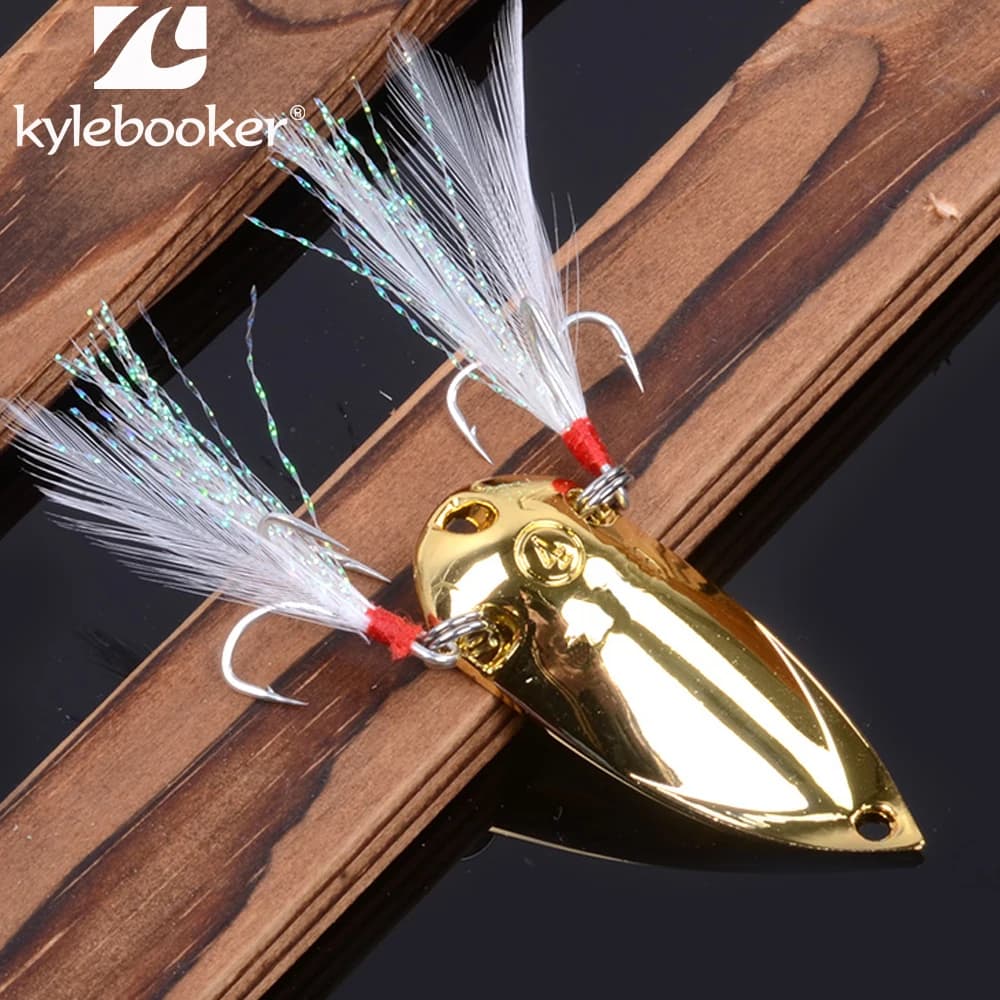 4 pezzi esche da pesca cucchiaio esca in metallo doppio gancio piume 2.5g 5g 7.5g 10g 15g 20g argento oro cicala richiamo attrezzatura da pesca