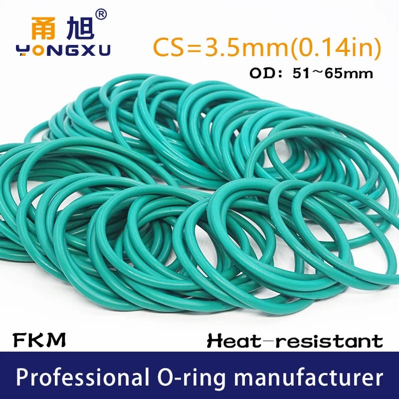 Green FKM Fluoreated Rubber O-RING Gaskets CS3.5mm OD51/52/53/55/56/57/58/60/62/63/65*3.5mm Rings Sealing Rings Sealing Washer