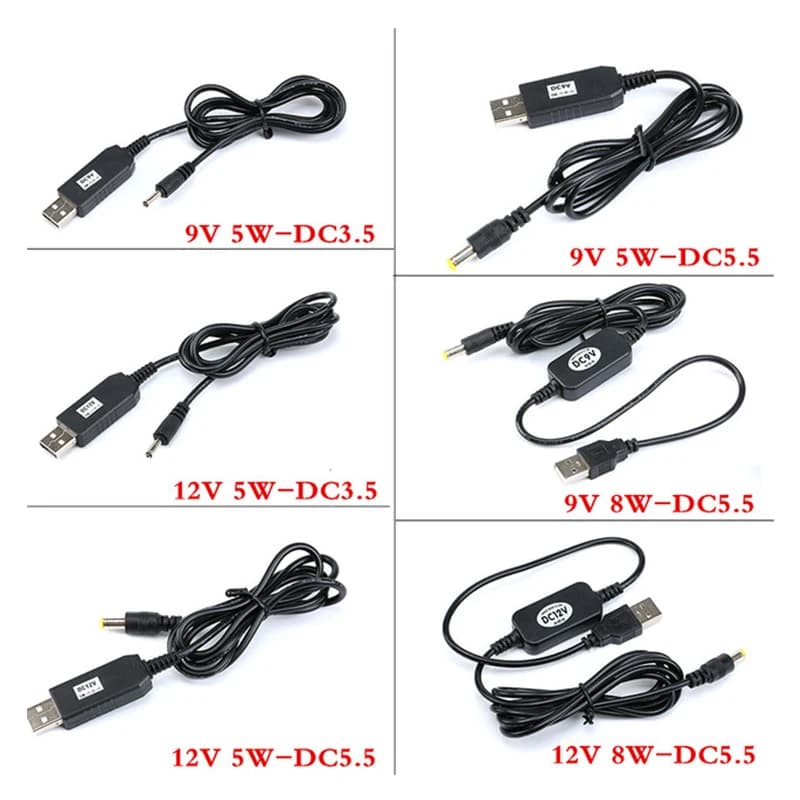 USB power boost line DC 5V to DC 5V / 9V / 12V Step UP Module USB Converter Adapter Cable 2.1x5.5mm Plug