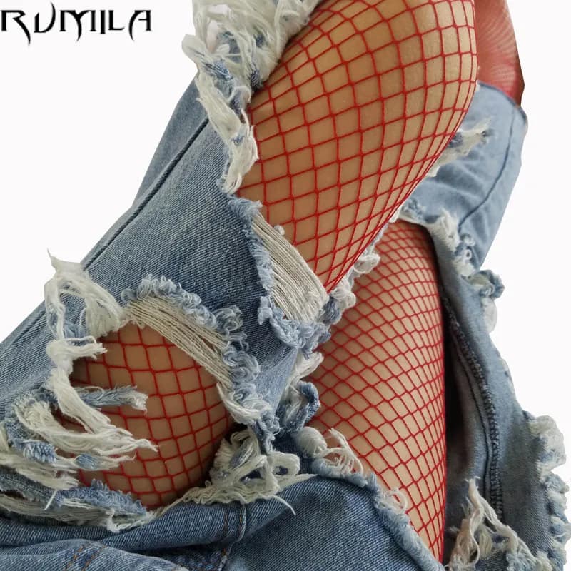 Moda rossa media griglia donna a vita alta calza a rete club collant slip maglia a rete collant pantaloni maglia lingerie TT016