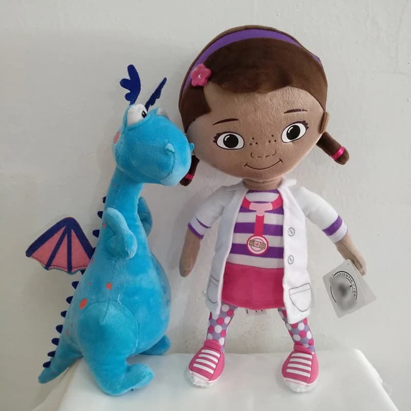 Spedizione gratuita 32 cm 12,6 '' Giocattoli di peluche originali Doc McStuffins, bambola Dottie e simpatico drago blu per bambini, regalo di compleanno