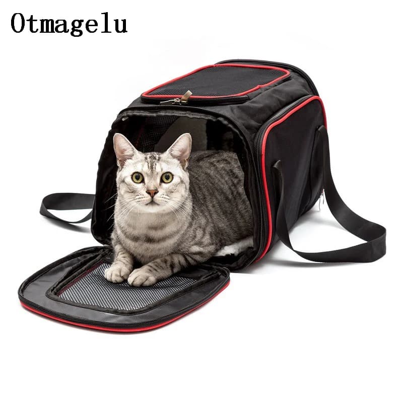 Trasportini per cani per auto per animali domestici Borsa da viaggio per gatti Borsa a tracolla traspirante Filato netto Zaino portatile per animali domestici Borsa doppia per esposizione