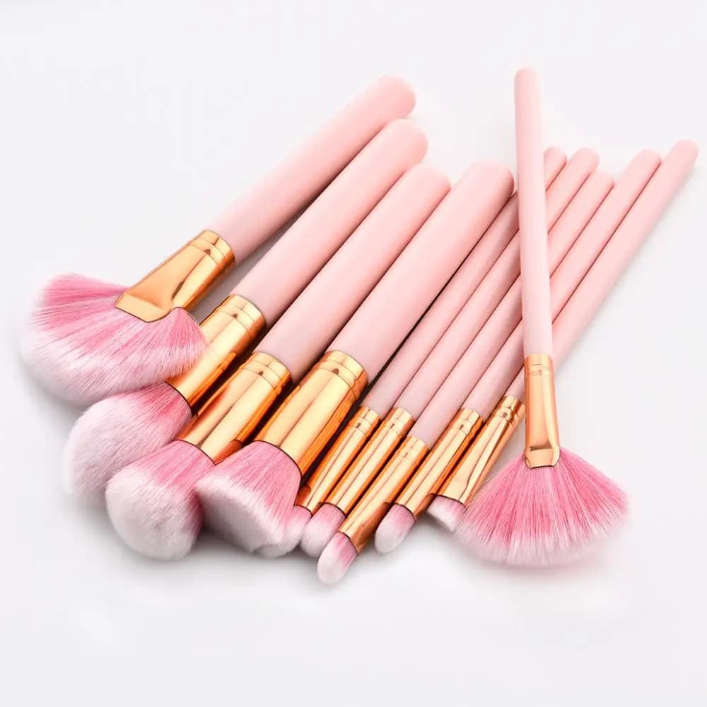 10 Pcs Professional Wooden Handle Makeup Brushes Set Eyeshadow Foundation Concealer Brushes Blending Make Up Brushes Beauty Tool