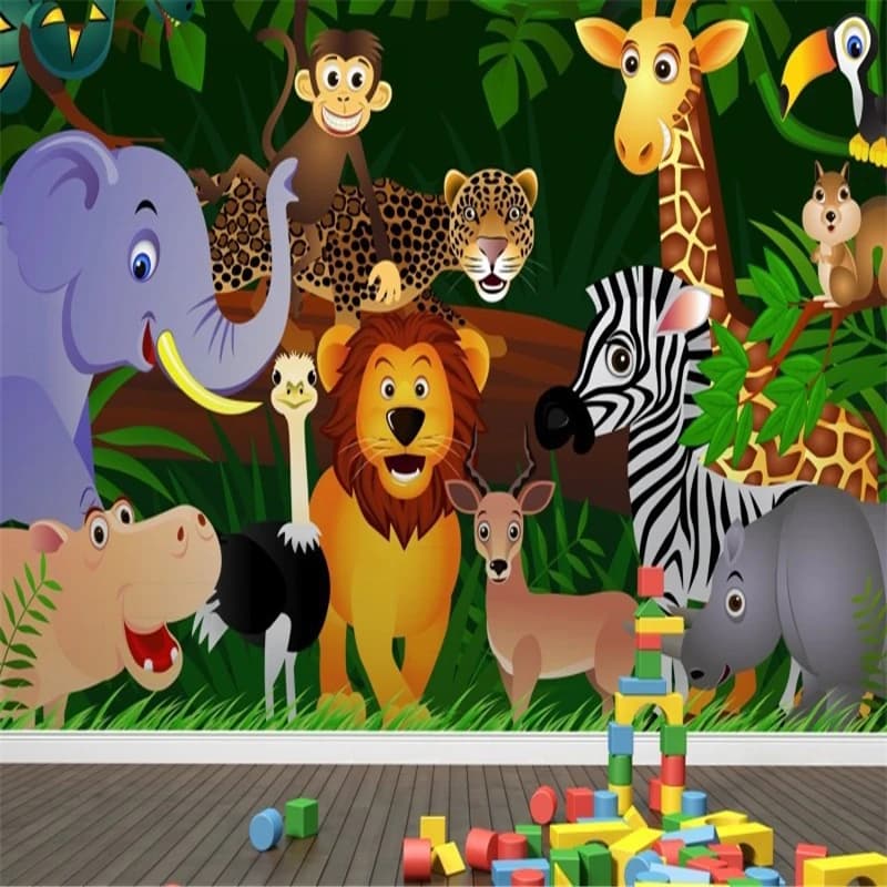 beibehang Mural Jungle Animals Wallpaper Carta da parati 3D per la cameretta dei bambini Carta da parati 3D per camera da letto
