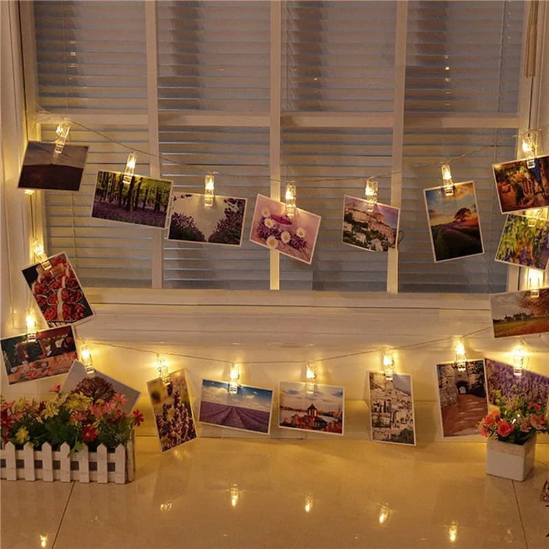 Ghirlanda Card Photo Clip String Lights 1.5M 10leds Led Fairy Light camera da letto di natale forme di molletta fai da te lampada natalizia a batteria