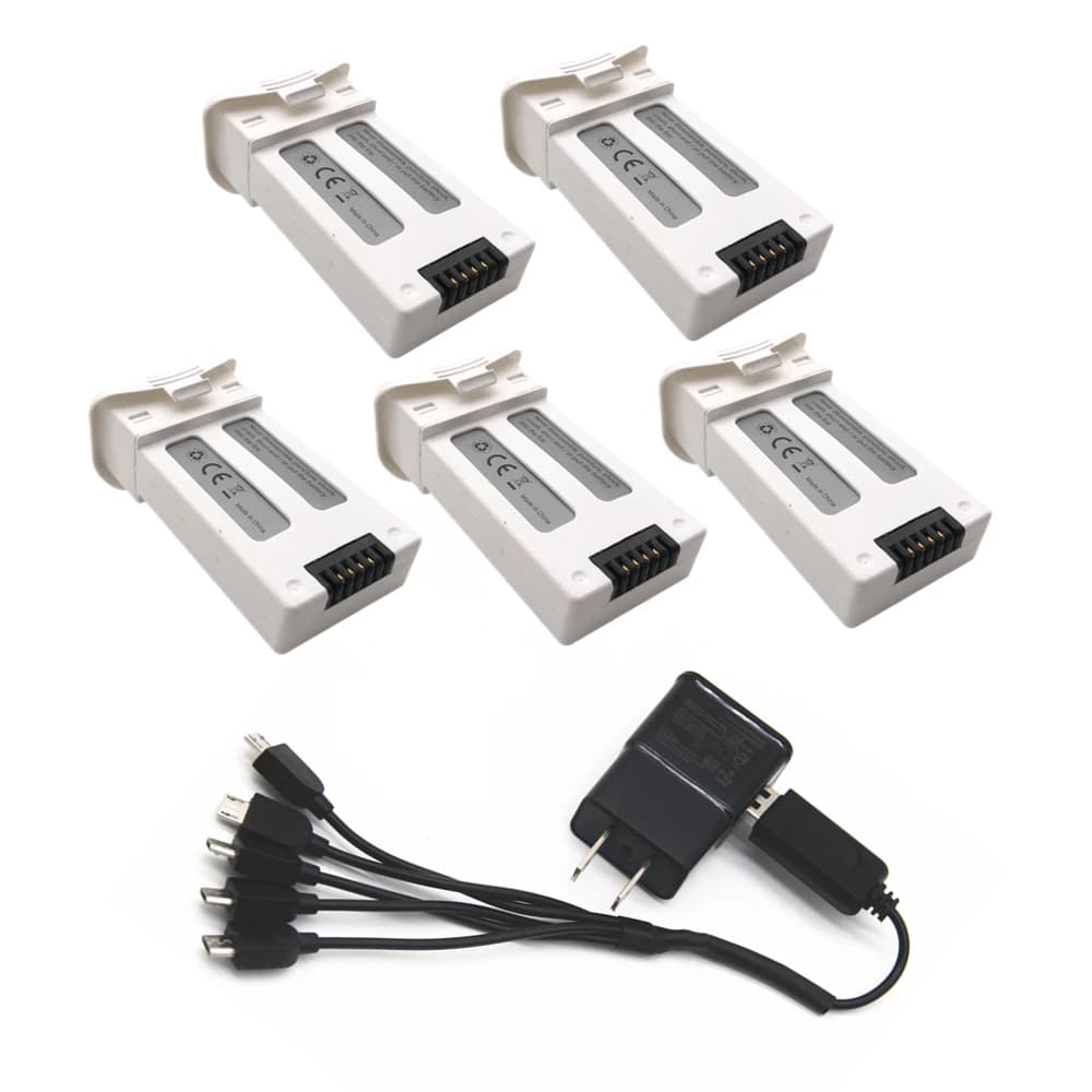 Batteria agli ioni di litio da 3,7 V 1000 mAh per quadricottero drone SJRC S20W T25 RC 903048 3,7 Wh con caricatore USB 3 in 1 per SJRC S20W