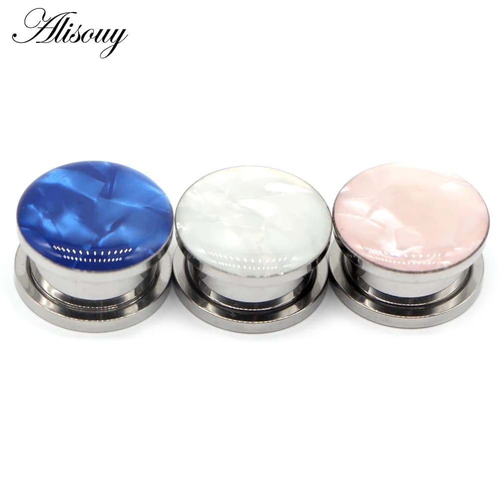 Alisouy Set 2 Pieces Dilators for Eyelets, Tunnel and Plugs in Stainless Steel Shell Shape, Screw Expanders, Body Jewelry, Earrings, Gift